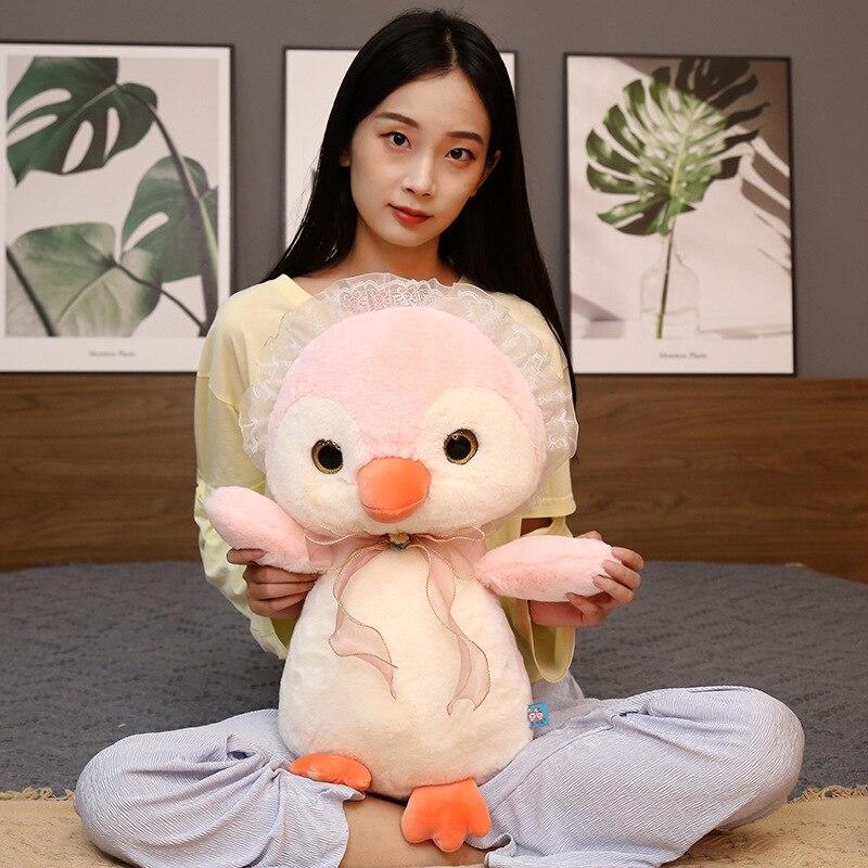 1pc 28 /38 /50cm Cute Penguin Plush Pillow Toys Lovely Penguin With Lace Dolls Stuffed Soft For Girls Appease Playmate Pillow Gift