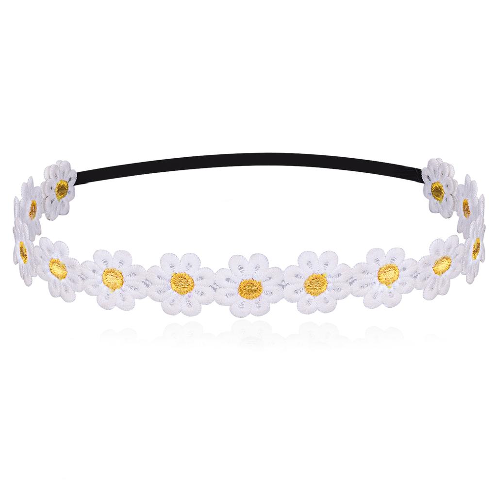 Girls Daisy Flower Headband Sunflower Crown Hair Wreath Bohemian Floral Soft Hair Bands Wedding Festivals Party