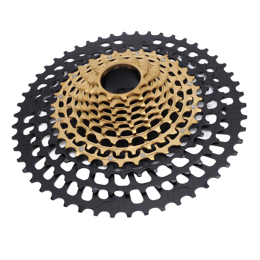 12 Speed Bicycle Cassette 11 to 50T Aluminum Steel Lightweight Bike Cassette Sprocket for Mountain Bikes Black Gold