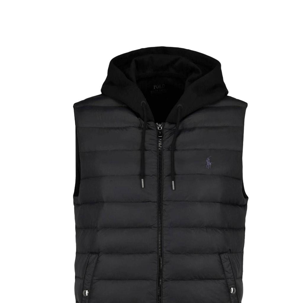Polo Ralph Lauren Small Pony Logo Embroidered Hooded Knit Color Block Sleeveless Down Vest Men Vest 710760726-002