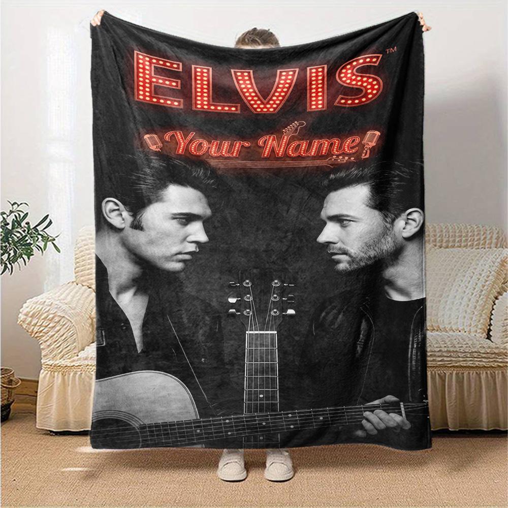 Elvis Presley Personalized Text Blanket Cozy Customizable Blanket Warmthful Decor Perfect for Home Decor Sofa Living Room Bedding