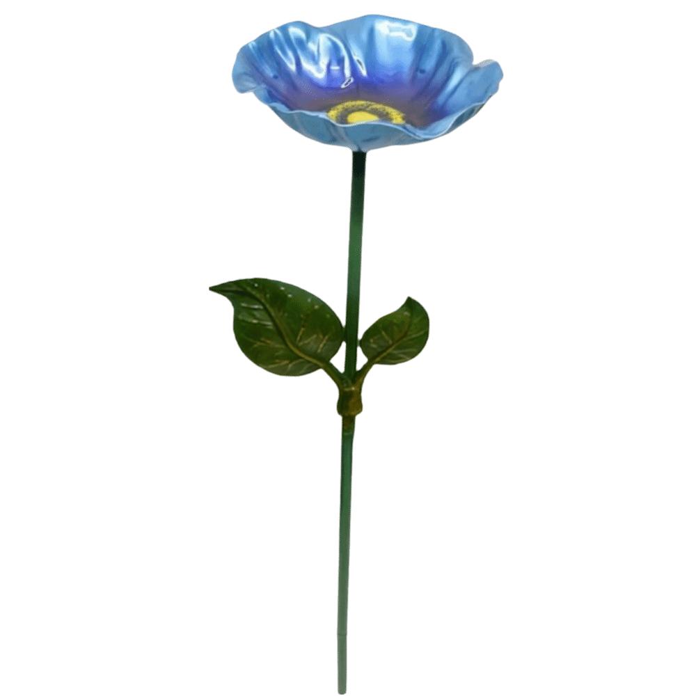 Flower Shape Insect Bird Bath Iron Garden Birdbath Yard Art Flower Garden Stake Outside синий