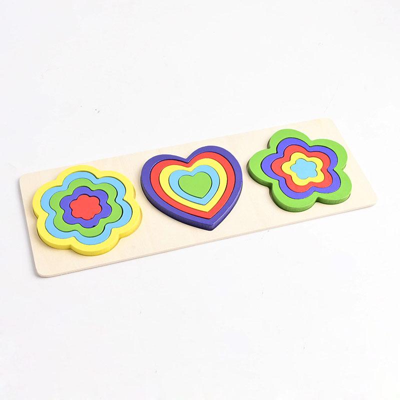 Children s Rainbow Geometric Shape Cognitive Matching Wooden Stereoscopic Baby Early Education Puzzle Toy