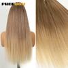 FREEDOM Synthetisches Yaki Fluffy Glattes Häkelhaar 24 Zoll 210g Häkelzöpfe Haare Ombre Braun Weiß Flecht Haarextensions