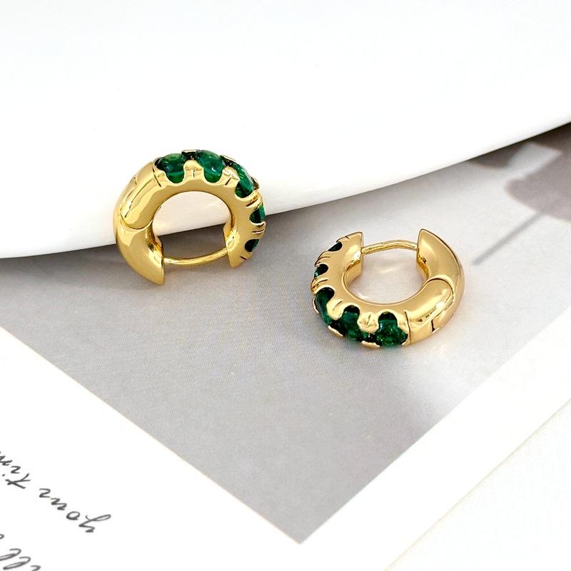 Fashion High-End Zircon Earrings Retro Emerald Crystal Earrings Women S Light Luxury Retro Earrings Spot золотой