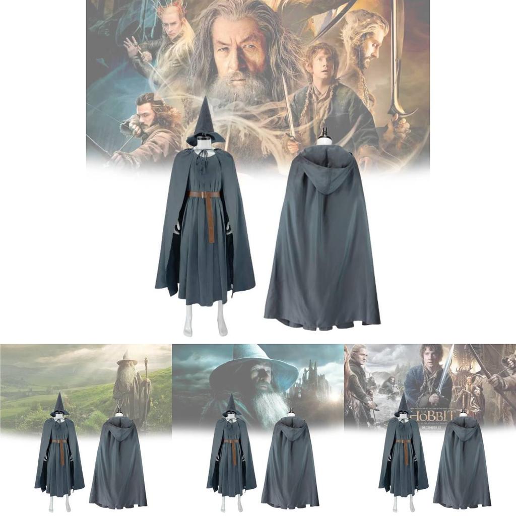 The Hobbit Gandalf Cosplay Costume With Cloak And Hat For Halloween Role Play