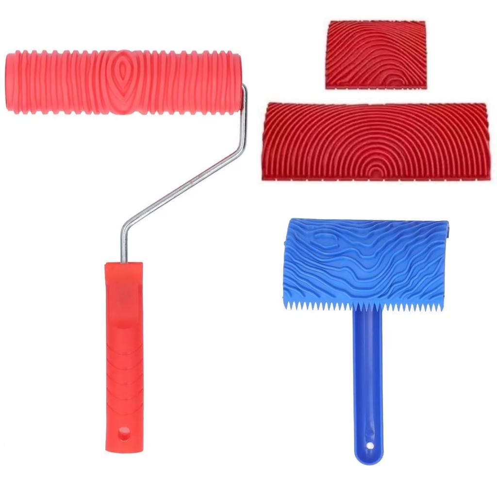 COZENTA Pattern Paint Wood Grain Roller Set Roller, Roller, Finish, Handle, 4-Piece