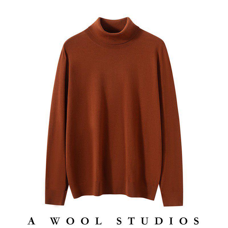 Men s 100% Wool Half-Turtleneck Long Sleeve Sweater M