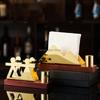 Stainless Steel Tissue Holder Toothpick Tube Gold-plated Napkin Storage Walnut Metal Napkin Rack Tableware Display Rack Gift