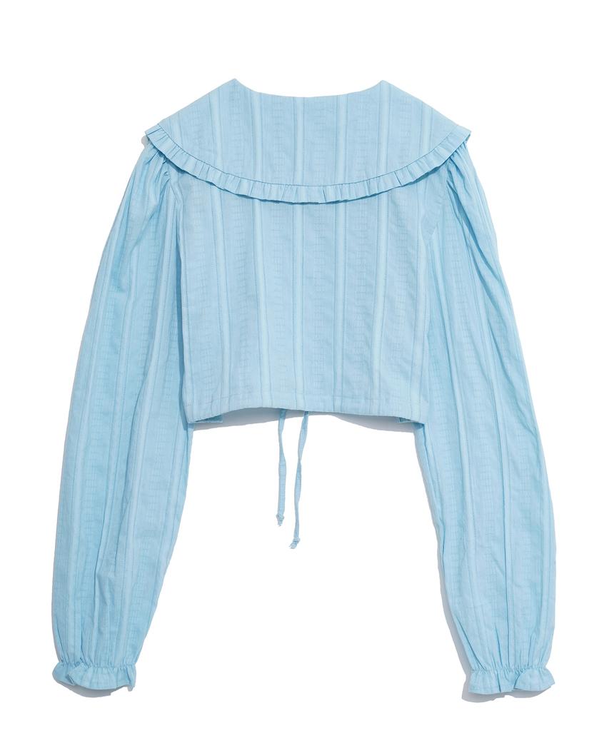 HIGH SCHOOL DISCO Ruffle Collar Blouse_Sky Blue
