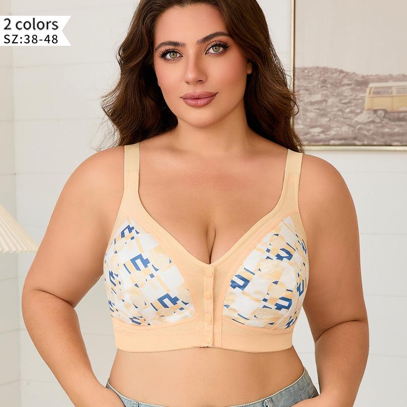 

C-F cup super large size bra popular European and American size no steel ring adjustable shoulder strap printed front buckle underwear 48/110F