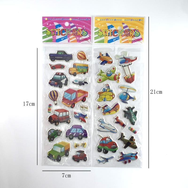12 Sheets/Set Engineering Vehicle Stickers for Children's 3D Cars Trucks Bubble Sticker DIY Toys Kids Gift