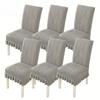 4/6pcs Stretch Spandex Chair Slipcovers with Leaf Print and Ruffled Hem Machine Washable Pet-Friendly for Hotel Home Party Decor