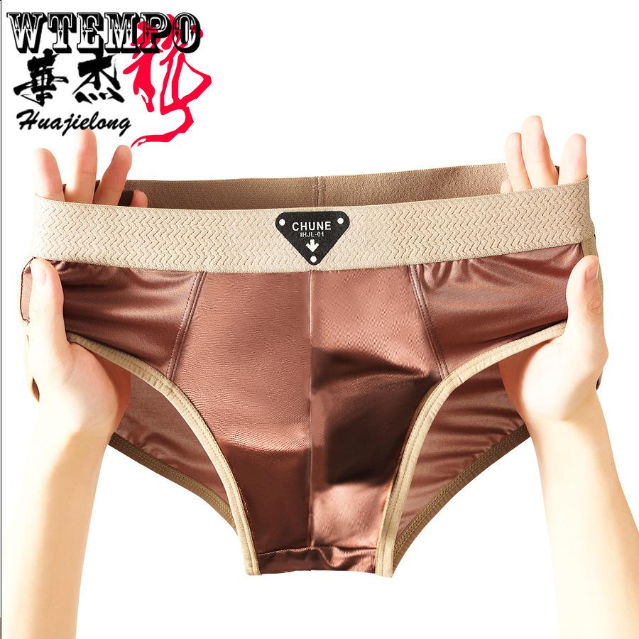 Men's Triangle Underwear Ice Silk New Solid Color Mid Waist Men's Plus Size Breathable Men's Underwear
