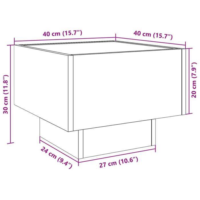 VidaXL Table de chevet avec LED infini sonoma gris 40x40x30 cm 3284068