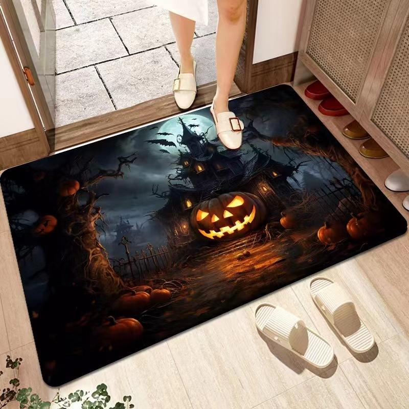 VIKAMA Halloween-themed funny floor mats for the entrance door, carpet water-absorbing foot mats, party decoration for the home.