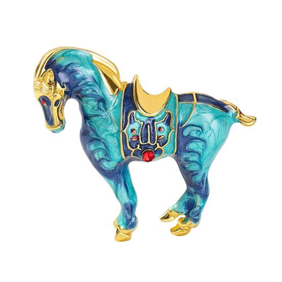 Brooch Horse-Themed Zine Alloy Brooch with Inlaid Crystals Enamel Faux Pearls Fairy Tale Badge Artistic Accessories