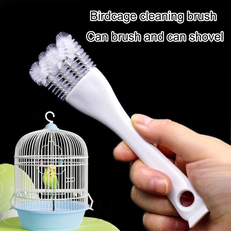 Multipurpose Plastic Pet Cage Brush Featuring Scraping Tool Easyly Grip For Bird Habitat Sanitization