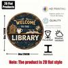 1pc Vintage Welcome To The Library Round Metal Sign 8x8in Reading Enthusiast Study Room Office Cafe Wall Art