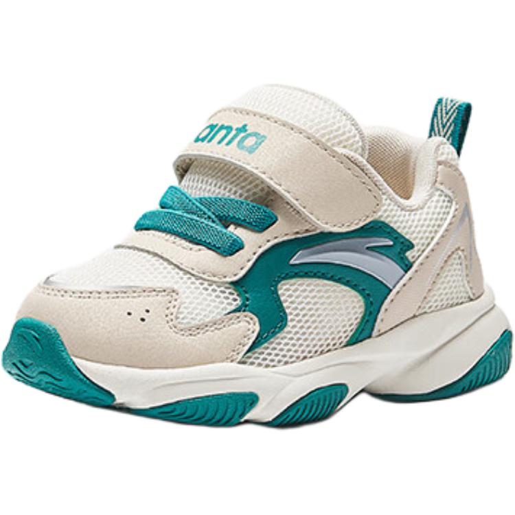 Anta Kids Synthetic Leather Comfortable Non-Slip Wear-Resistant Low-Top Walking Shoes Baby Shoes White A12430003-2