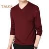 Uomo Autunno Primavera Top Scollo a V Maniche Lunghe Colore Puro Slim Fit Sottile Pullover T-shirt Abbigliamento Quotidiano Sportivo Abbigliamento da Casa