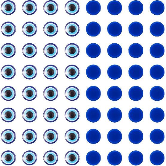 Pandahall 60Pcs Evil Eye Glass Cabochons - 12mm Half Round Flatback Dome Lucky Eye Cameo Gem Cover Beads for Pendant Props Photo Jewelry Making