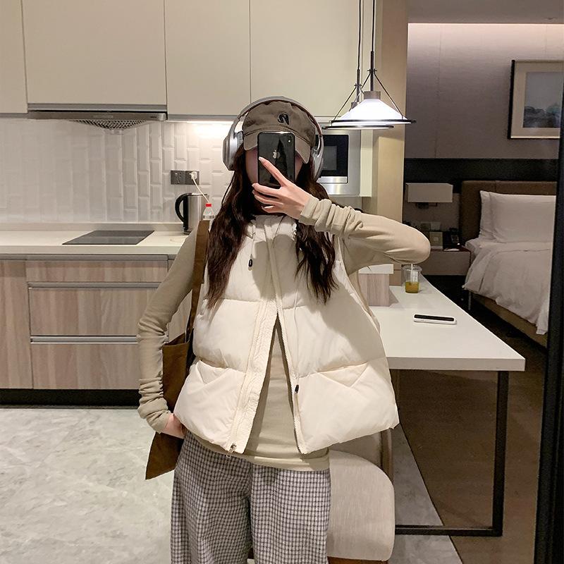 New Winter Short Fashion Cotton Vest Warm Foreign Style Hooded Fashion Loose Women's Korean Version Thin Coat