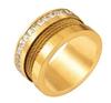 Glänzende Kristall High-End Anlaufgeschützte Mode Geometrische Offene Vergoldete Edelstahlringe für Damen Ehering Schmuck Geschenke