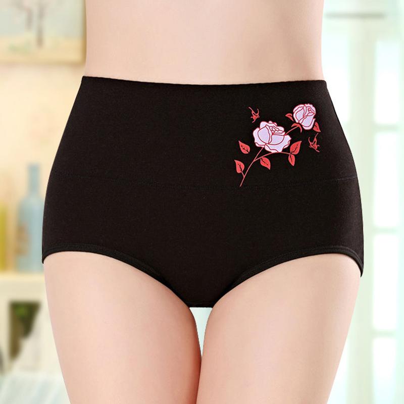 

Женские простые хлопковые трусы с высокой посадкой, однотонное нижнее белье с подтяжкой бедер, мягкие дышащие повседневные трусики с цветочным принтом L