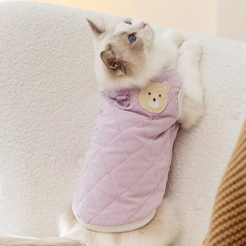 Pet Clothing Autumn Winter Minimalist Teddy Bear Quilted Cotton Thickened Dog Vest Cute Teddy Bear Small Dog Pet Clothing