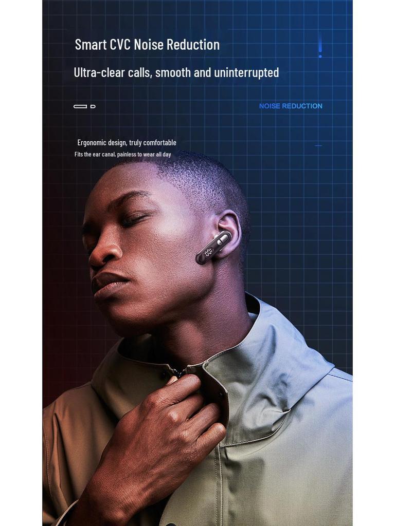 New Wireless Single Ear Bluetooth Headset with Digital Display and Ear Hook, Long Standby, Universal Compatibility.