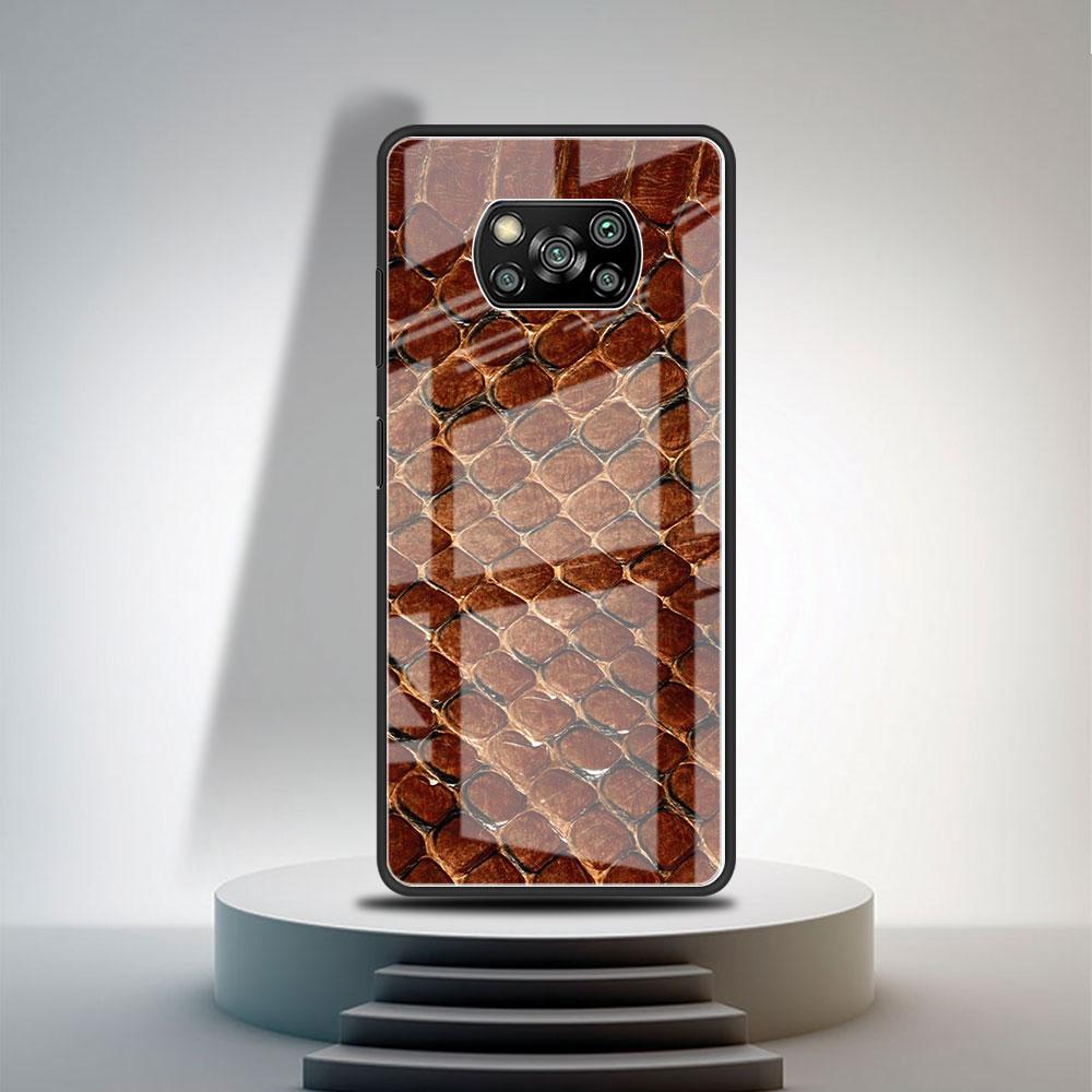 

Стеклянный чехол для Xiaomi Poco X3 NFC 11 Lite 11T F3 M3 для Redmi Note 11 10 9 8 Pro 10S 9S 9A 9C, чехол для телефона с принтом змеиной кожи Redmi Note 9S