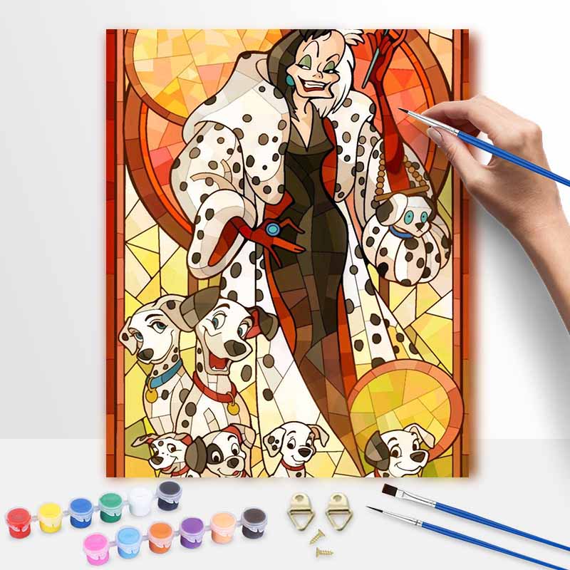 Disney Cruella De Vil 101 Dalmatians digital oil painting painting art handmade diy gift home decoration 20x30cm