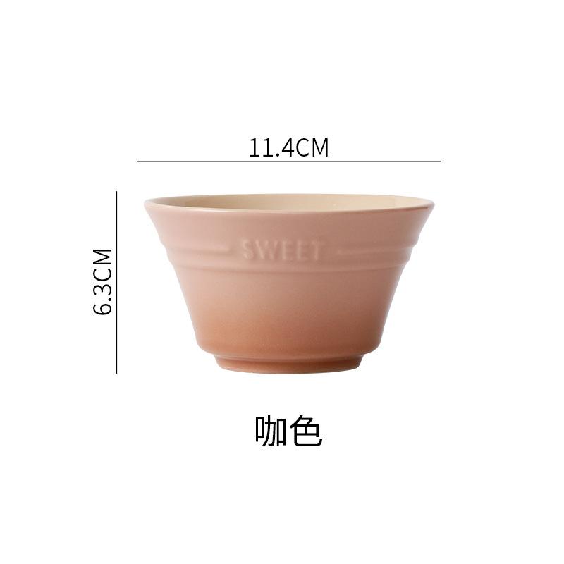French Gradient Rice Bowl  Nordic Ceramic Rainbow Bowl  Household Dining Bowl Personalized Baking Bowl Oven Specific Bowl