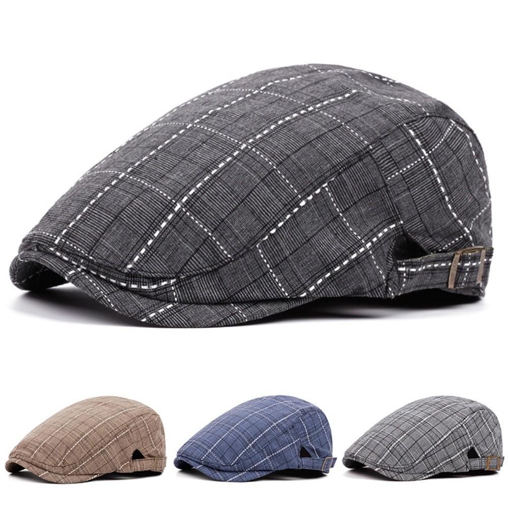 Fashion Spring Summer Newsboy Caps Geometric Print Cotton Flat Peaked Cap Adjustable Casual Painter Beret Hats Men Women