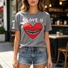 Vintage I Love U Heart Graphic T Shirt Unisex Unisex Cotton Short Sleeve Casual Streetwear Top Y2k Accessories