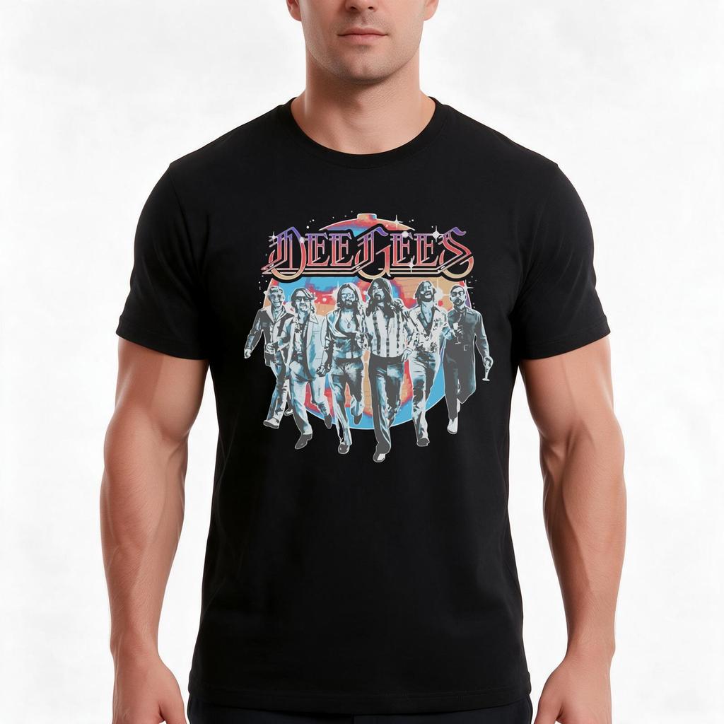 Dee Gees Disco Ball Logo Tshirt Summer Casual Cotton Tee Oversized Streetwear Tops Vintage Graphic Print Unisex Unisex Unisex