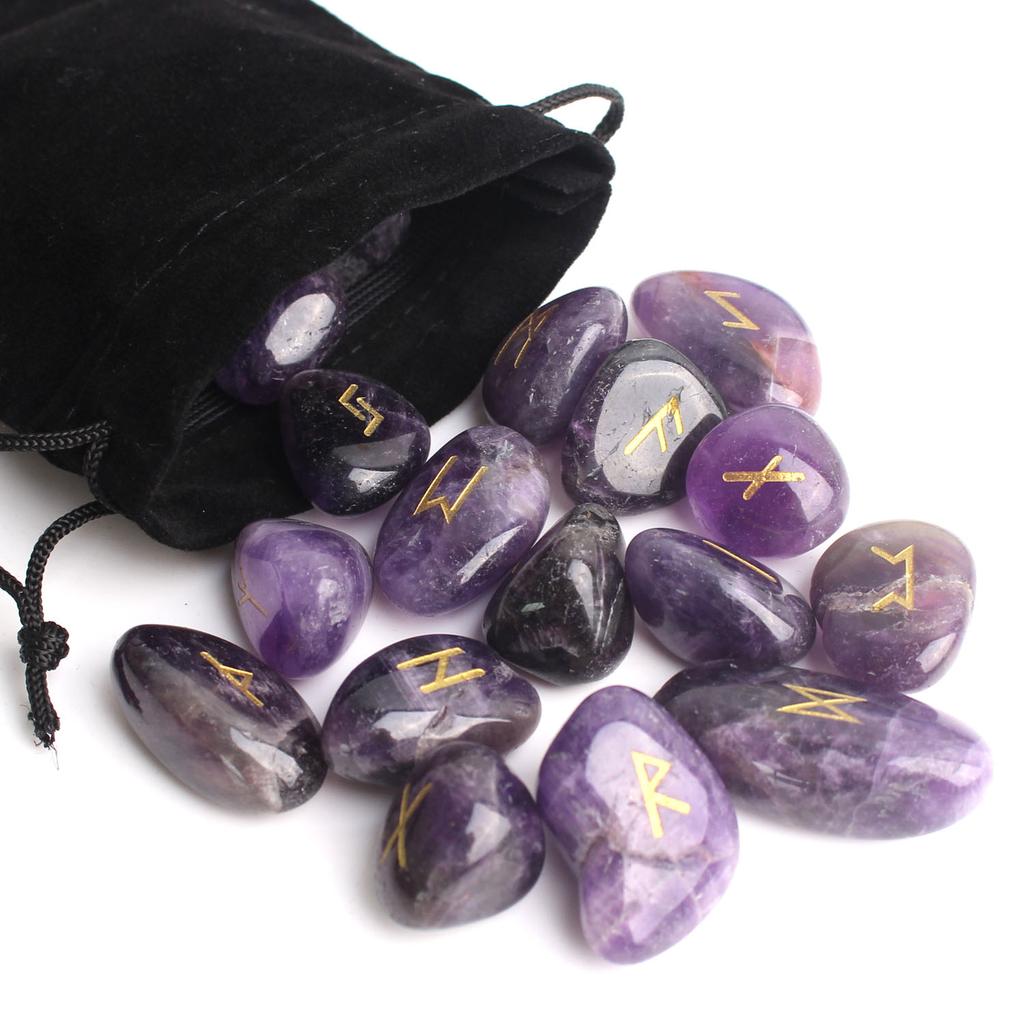 Natürliches Kristall-Runensteine-Set 25 Stück Quarzachat Kristallstein Hexen Reiki Heilenergie Runenbuchstaben Kristallgravur Handwerk