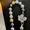 Light Luxury 925 Sterling Silver Full Diamond Flower Buckle Imported Craft Shijia Pearl Necklace Women'S Mixed Color Premium Clavicle Chain