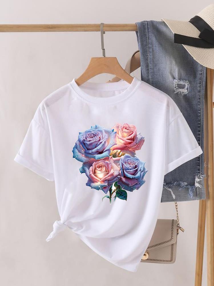 Aquarell Schmetterling Niedlich 90er Kleidung Damen Kurzarm T-Shirt Frauen Print Weiblich Grafik T-Shirts Mode Kleidung Lässiges T-Shirt