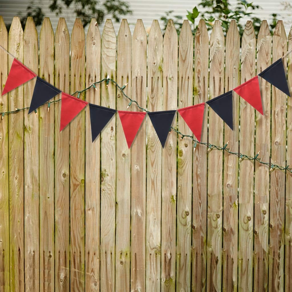 Uni Pre-Strung Black and Red Triangle Flag Banner Garland for Graduation Baby Shower Birthday Party Decorations Indoor Outdoor Photo Backdrop