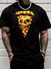 Unisex White Crew Neck Tee Skull Pizza Slice Graphic Print Loose Oversized Short Sleeve Unisexs Streetwear Summer Casual Basic Top
