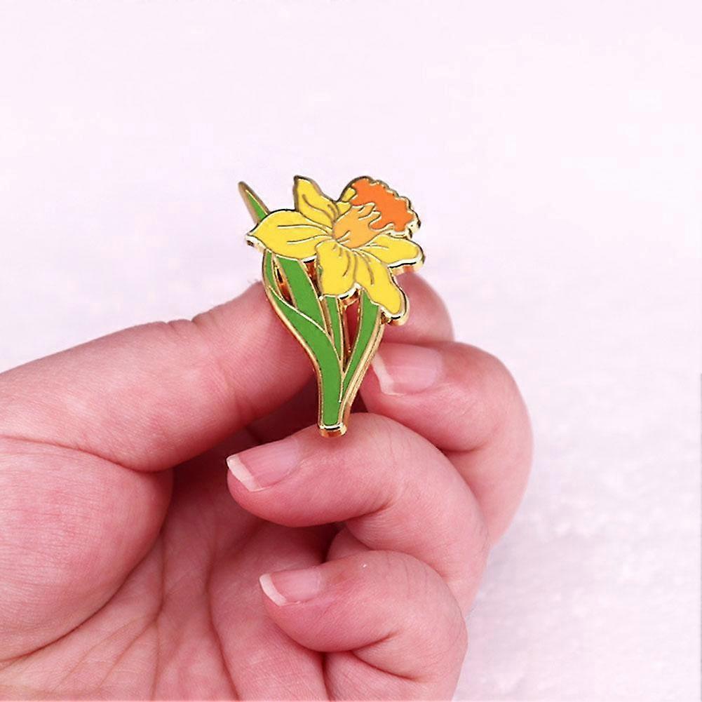 Enamel Pin Badge for Women Men, Daffodil Flower Brooch Pin 4cm