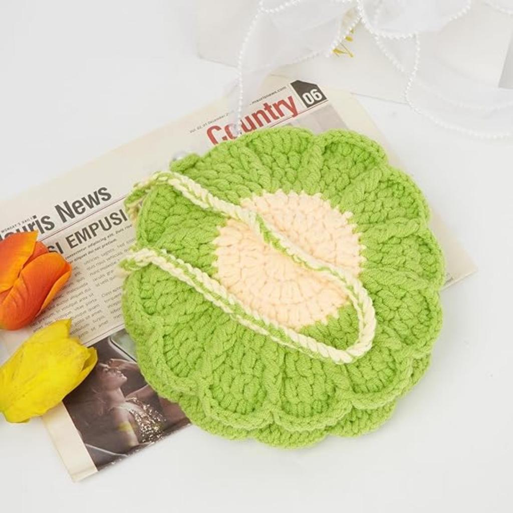 Women Mini Flower Cotton Crochet Crossbody Shoulder Bag Handbag Coin Purse