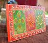 Indian Folk Art Mirror Work Wood Wall Panel: Hand-Painted Bright Ethnic Home Decor