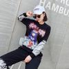 Womens Knit Set Sequin Letter Loose Top Casual Long Pants Streetwear