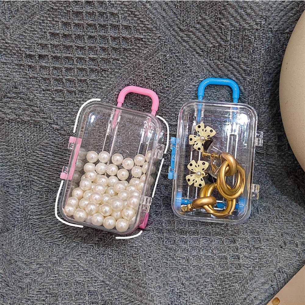 Mini Maleta Joyero Estuche de Almacenamiento Maleta de Ruedas Transparente Caja de Dulces Caja de Dulces de Boda Organizador de Carrito Pequeño Maleta de Viaje Nuevo