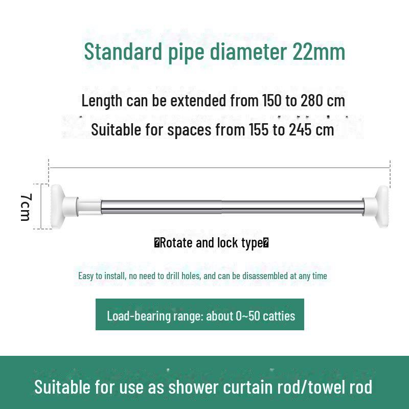 Stainless Steel Telescopic Clothes Drying Rod and Curtain Rack