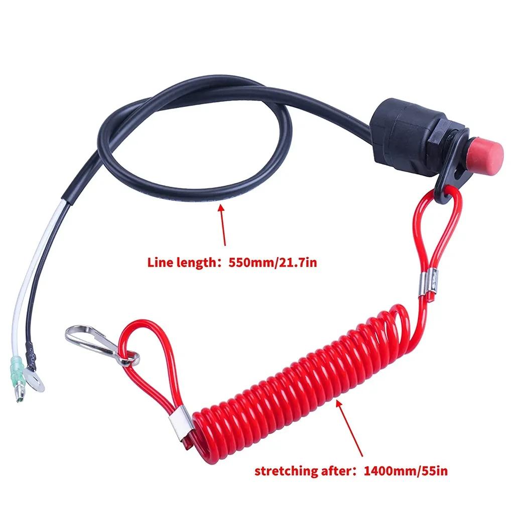 Boat Outboard Switch Engine Motor Lanyard Kill Urgent Stop Button Safety Connector Cord Compatible for Yamaha Suzuki Honda