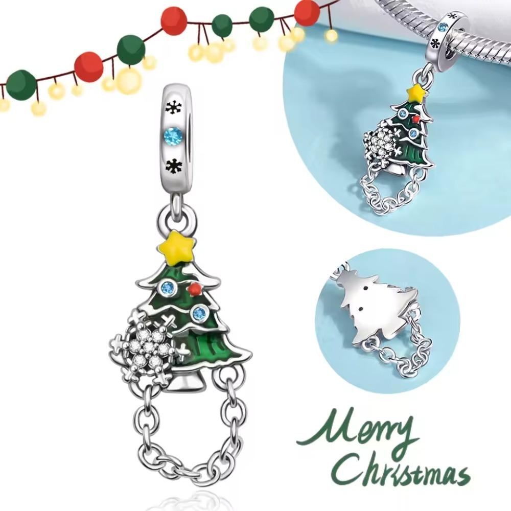 Copper Green Christmas Tree Pendant Christmas Party Beads Original Pendants Bracelet Charm Jewelry Party Diy Gifts